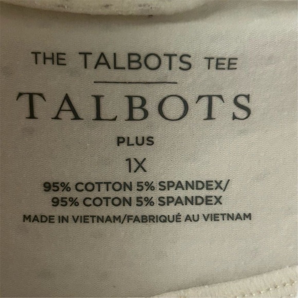 Talbots Women's Plus 1X Turtleneck Tee White Gold Polka Dot Long Sleeve - Picture 8 of 9